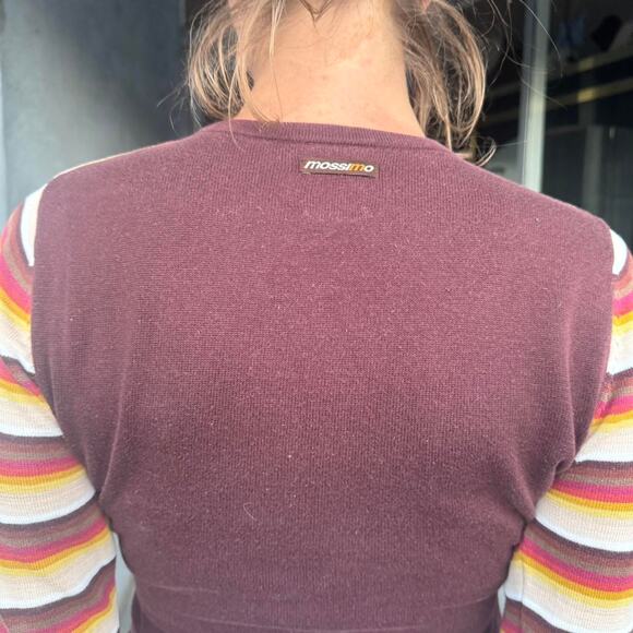 90s Mossimo M Striped V-Neck Long Sleeve Sweater - Picture 6 of 7
